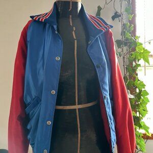Vintage 80s Men's Satin Track/Sport/Varsity Jacket Red/Blue